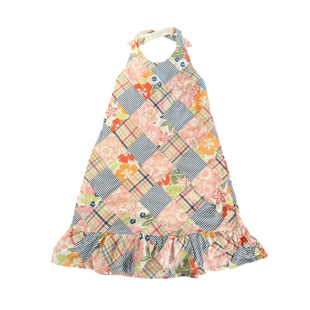 Gymboree Vintage Beach Shack Madras Patchwork Halter Dress 2008 Sz 6 Patchwork